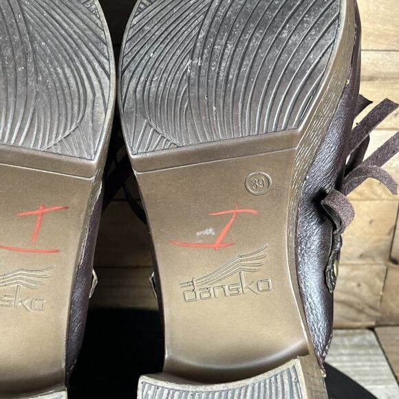Dansko Deni Mules Clogs Shoes Womens Size 8.5-9 US 39 EU Brown Leather Fringe - Picture 10 of 10
